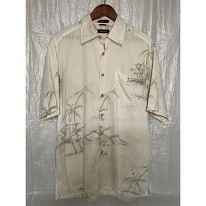 Nautica Palm Tree Print Button Up Shirt Short Sleeve Casual L‎
